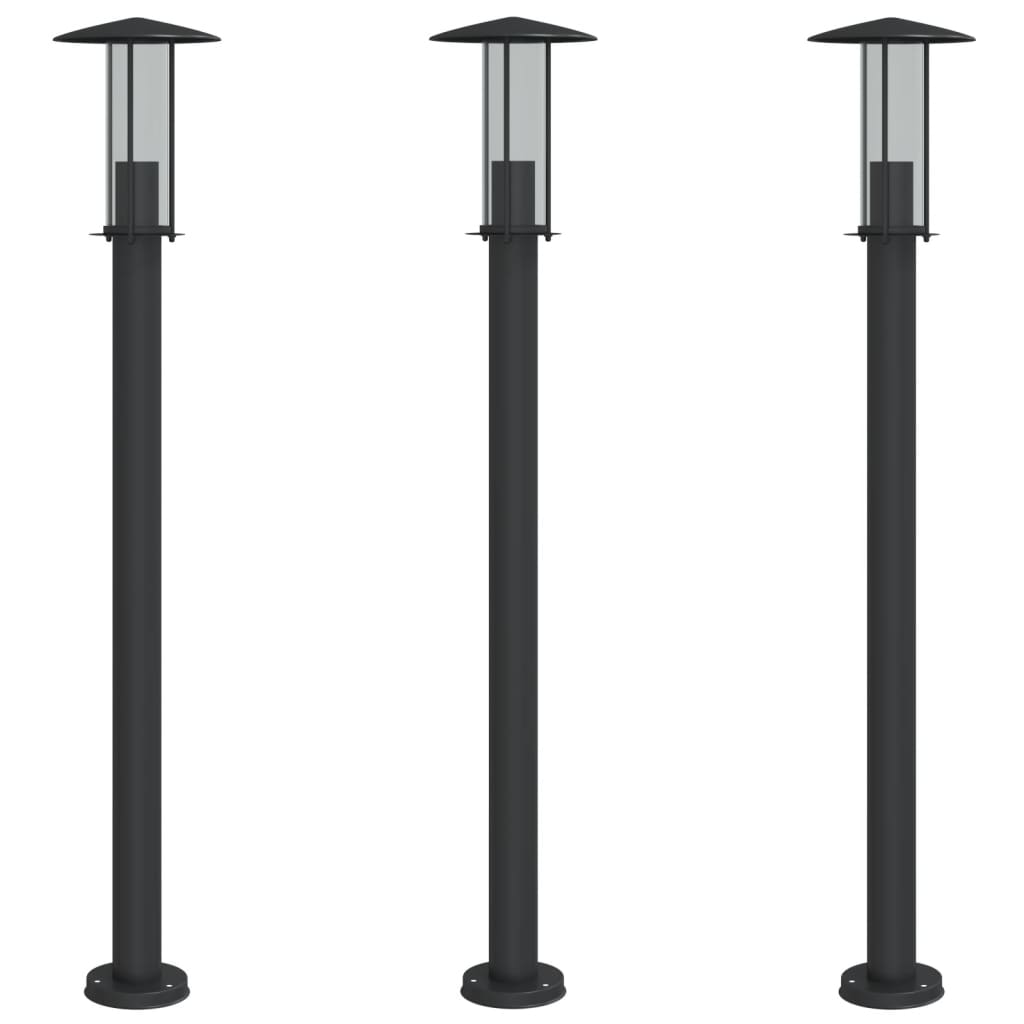 Lámpara de piso Vidaxl para 3 pc 100 cm de acero inoxidable negro