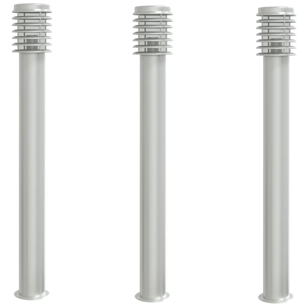 Lampada da pavimento Vidaxl per color argento in acciaio inossidabile da 3 St 110 cm