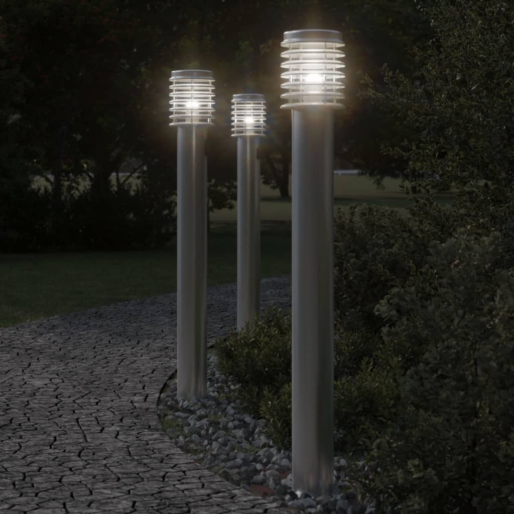 Lampada da pavimento Vidaxl per color argento in acciaio inossidabile da 3 St 110 cm