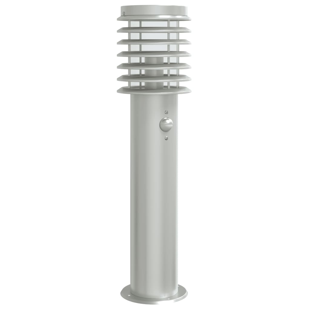 Lámpara de piso Vidaxl para el exterior con sensor de 60 cm de plata de acero inoxidable