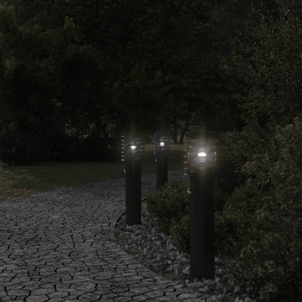 Lampada da pavimento Vidaxl per l'esterno con sensore in acciaio inossidabile da 60 cm nero