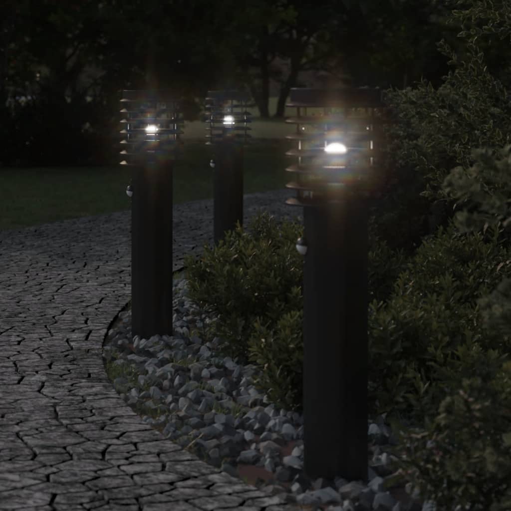 Lampada da pavimento Vidaxl per l'esterno con sensore in acciaio inossidabile da 60 cm nero