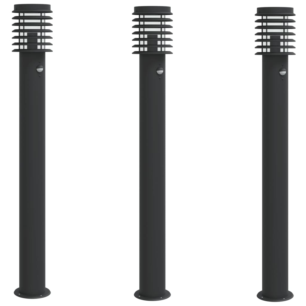 Vidaxl Lampade esterne 3 St con sensori in acciaio inossidabile da 110 cm nero