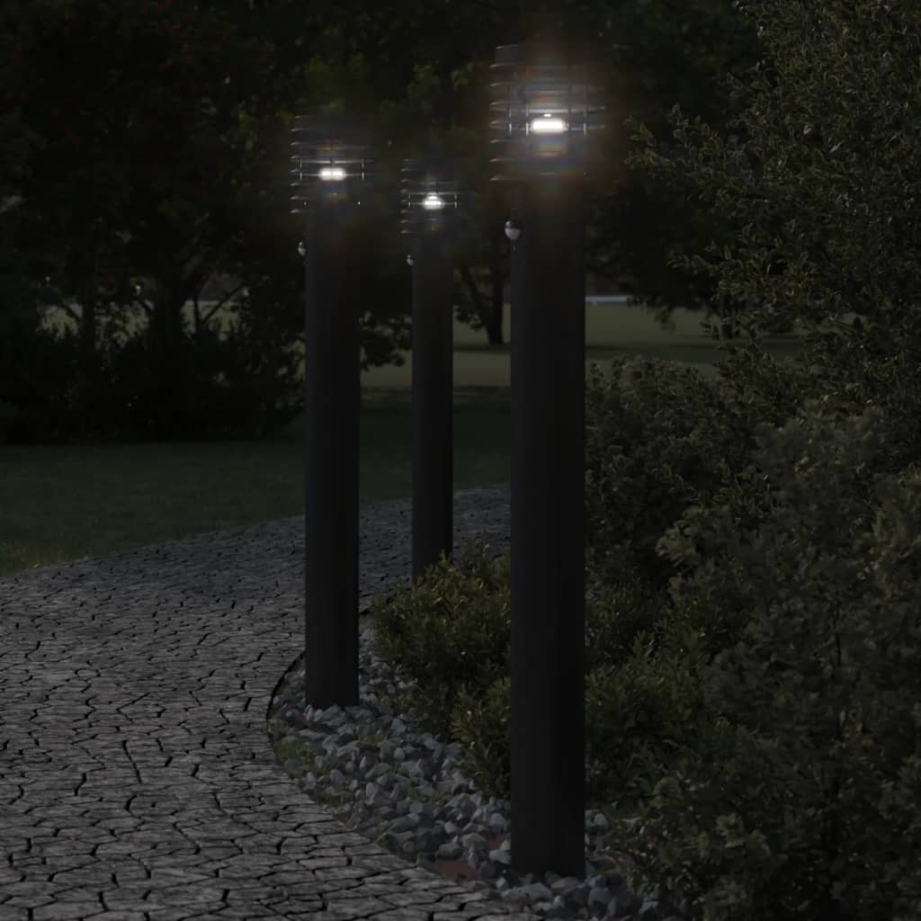 Vidaxl Lampade esterne 3 St con sensori in acciaio inossidabile da 110 cm nero