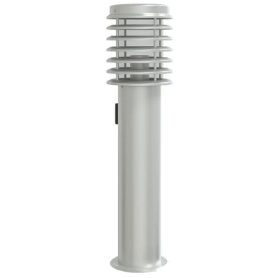 Vidaxl Lámpara de pie exterior con enchufe de 60 cm de plata de acero inoxidable