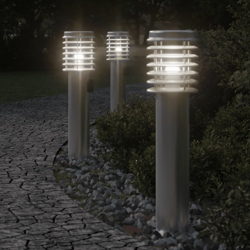 Vidaxl Lampada da pavimento esterna con presa 60 cm in acciaio inossidabile argento