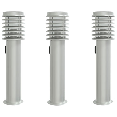 Vidaxl Lámparas exteriores de piso 3 ST SECTULAR 60 cm de plata de acero inoxidable