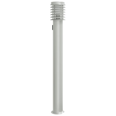 Vidaxl Lámpara de pie exterior con enchufe de 110 cm de acero inoxidable plateado