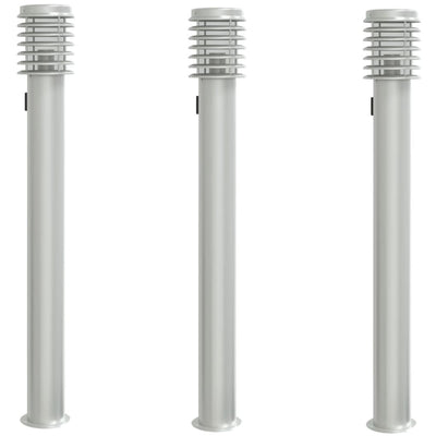 Vidaxl afuera de pisos 3 st -zocket 110 cm de acero inoxidable plateado