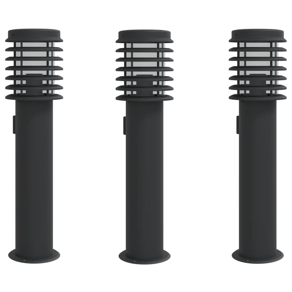 VIDAXL Lampade esterne a pavimento 3 ST SCOCHE 60 CM Acciaio inossidabile nero