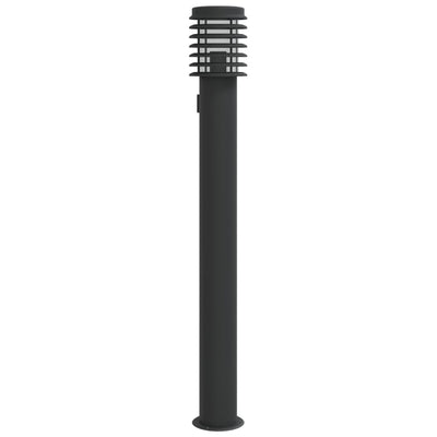 Vidaxl Lámpara de pie exterior con enchufe de 110 cm de acero inoxidable negro