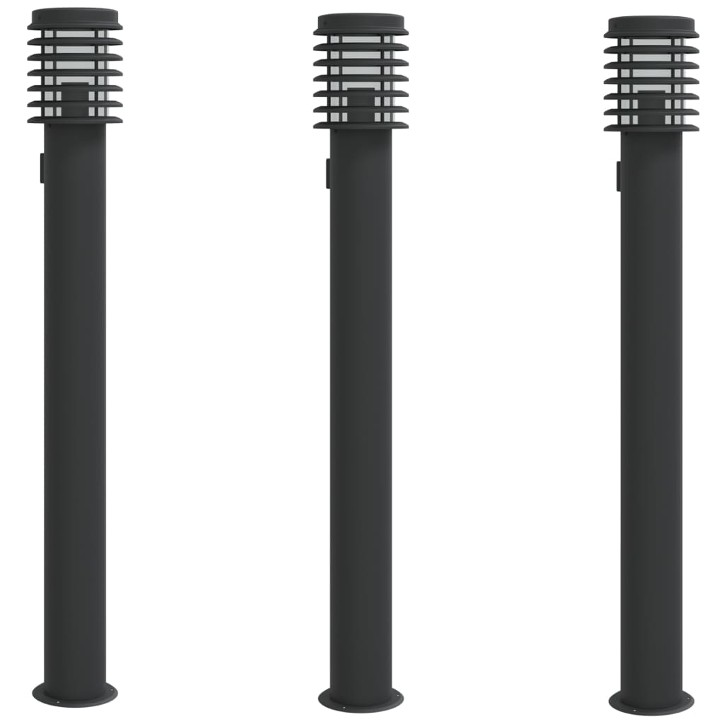 Vidaxl Lampade esterne a pavimento 3 ST Black in acciaio inossidabile da 110 cm