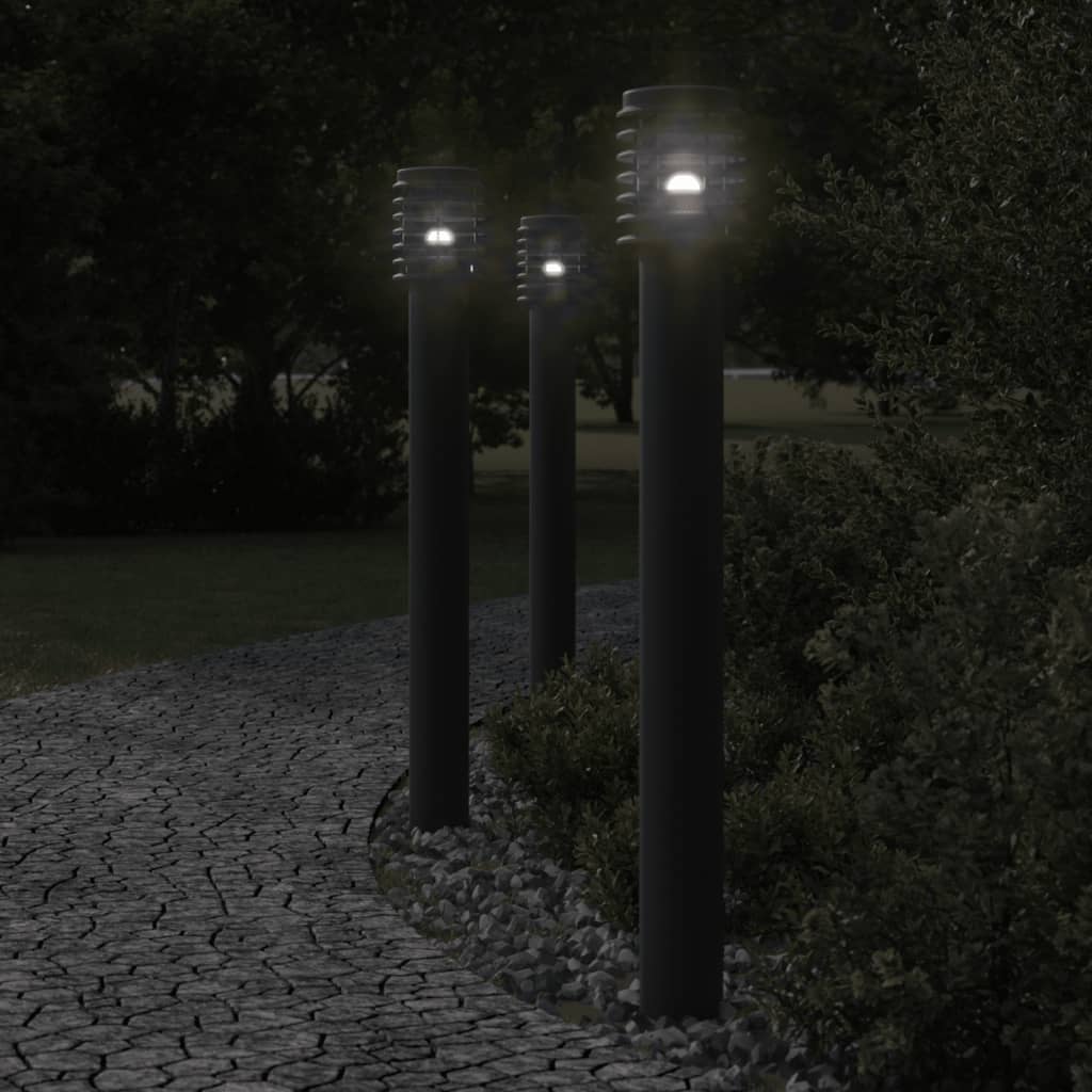 Vidaxl Lampade esterne a pavimento 3 ST Black in acciaio inossidabile da 110 cm