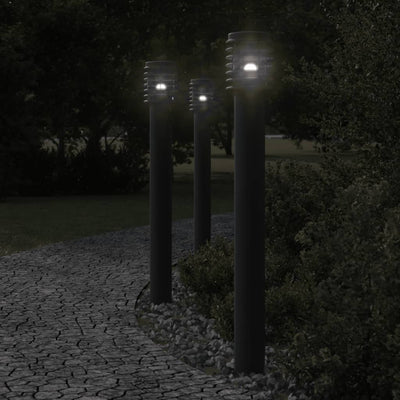 Vidaxl Lámparas exteriores de piso de 3 st 110 cm de acero inoxidable negro