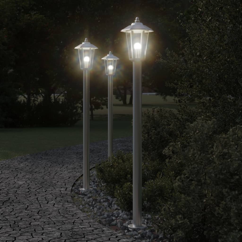 Lampada da pavimento Vidaxl per color argento in acciaio inossidabile da 120 cm all'esterno