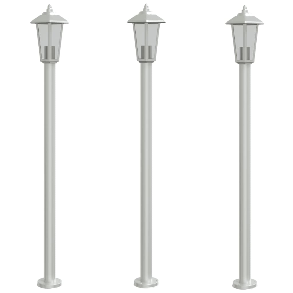 Lampada da pavimento Vidaxl per color argento in acciaio inossidabile da 3 St 120 cm