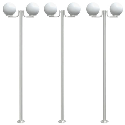 Vidaxl afuera de pisos 3 st 215 cm de acero inoxidable de color plateado