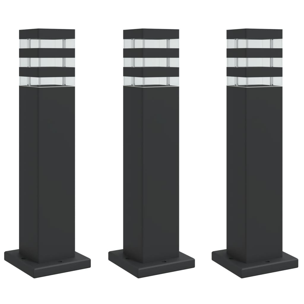 Vidaxl Lámparas de piso exterior 3 st 50 cm de aluminio negro