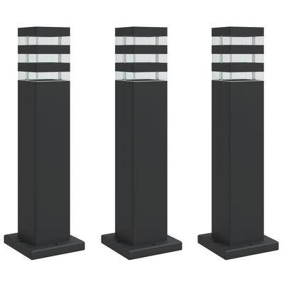 Vidaxl Lámparas de piso exterior 3 st 50 cm de aluminio negro