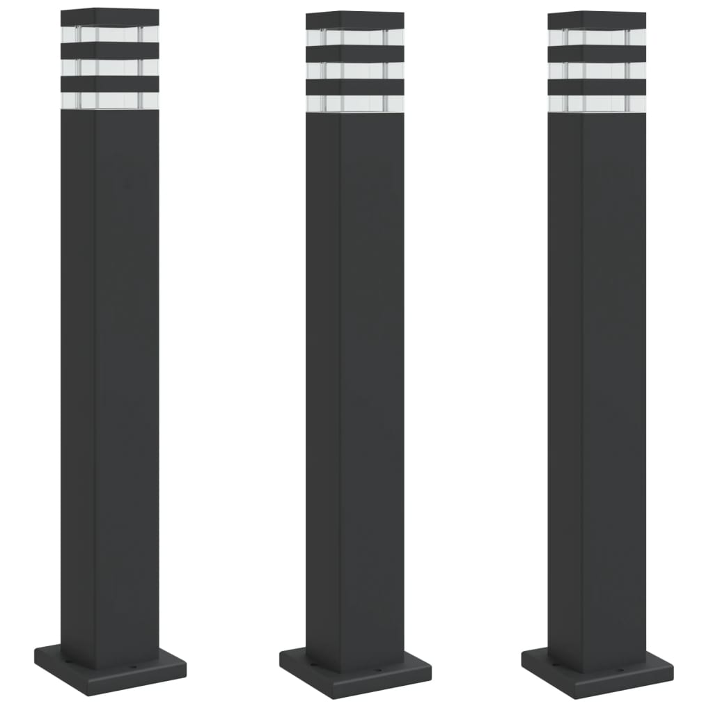 Lámparas de piso Vidaxl para 3 st 80 cm de aluminio negro