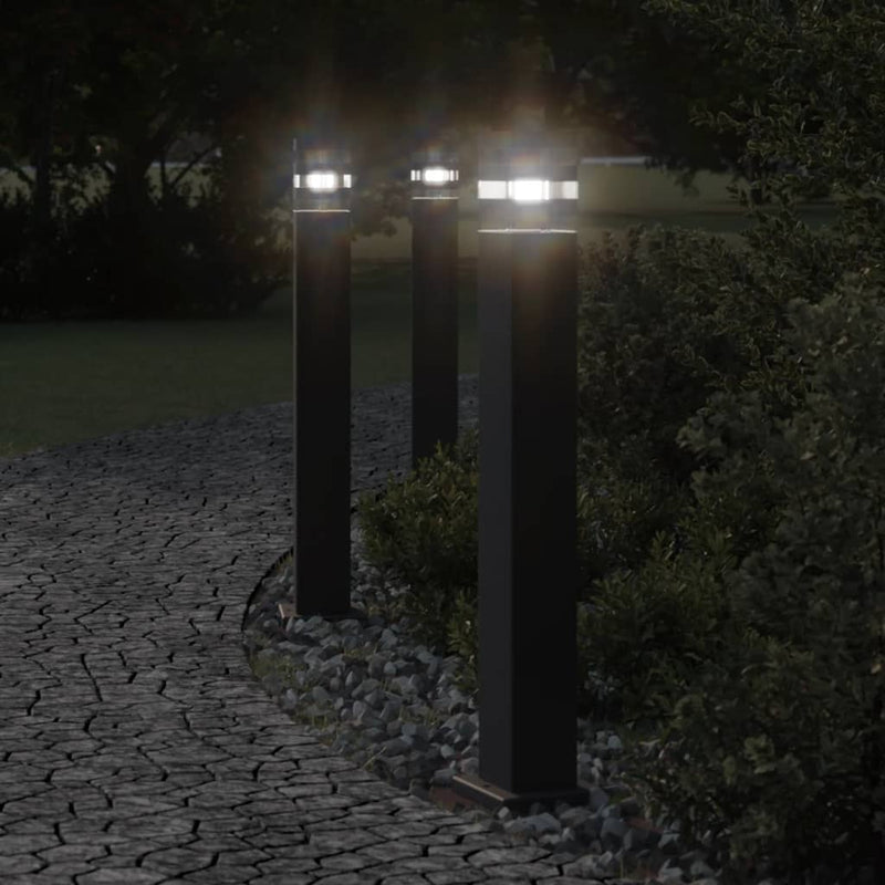 Vidaxl Lampade per pavimenti per esterno 3 ST 80 cm in alluminio nero