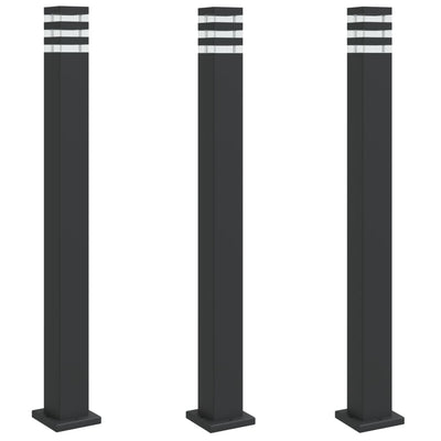 Lámparas de piso de Vidaxl para 3 pcs de 110 cm de aluminio negro