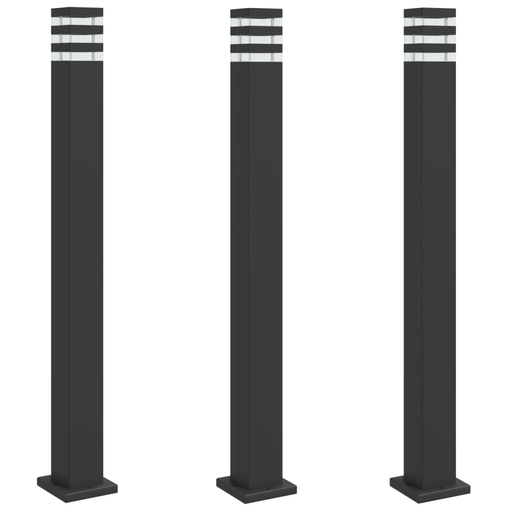 Lampade per pavimenti Vidaxl per 3 pezzi all'esterno 110 cm in alluminio nero