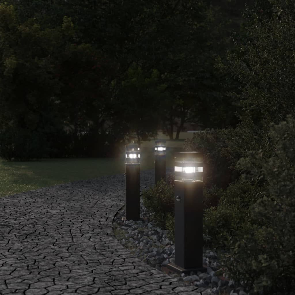 Lampade per pavimenti Vidaxl per l'esterno con sensore da 50 cm in alluminio nero