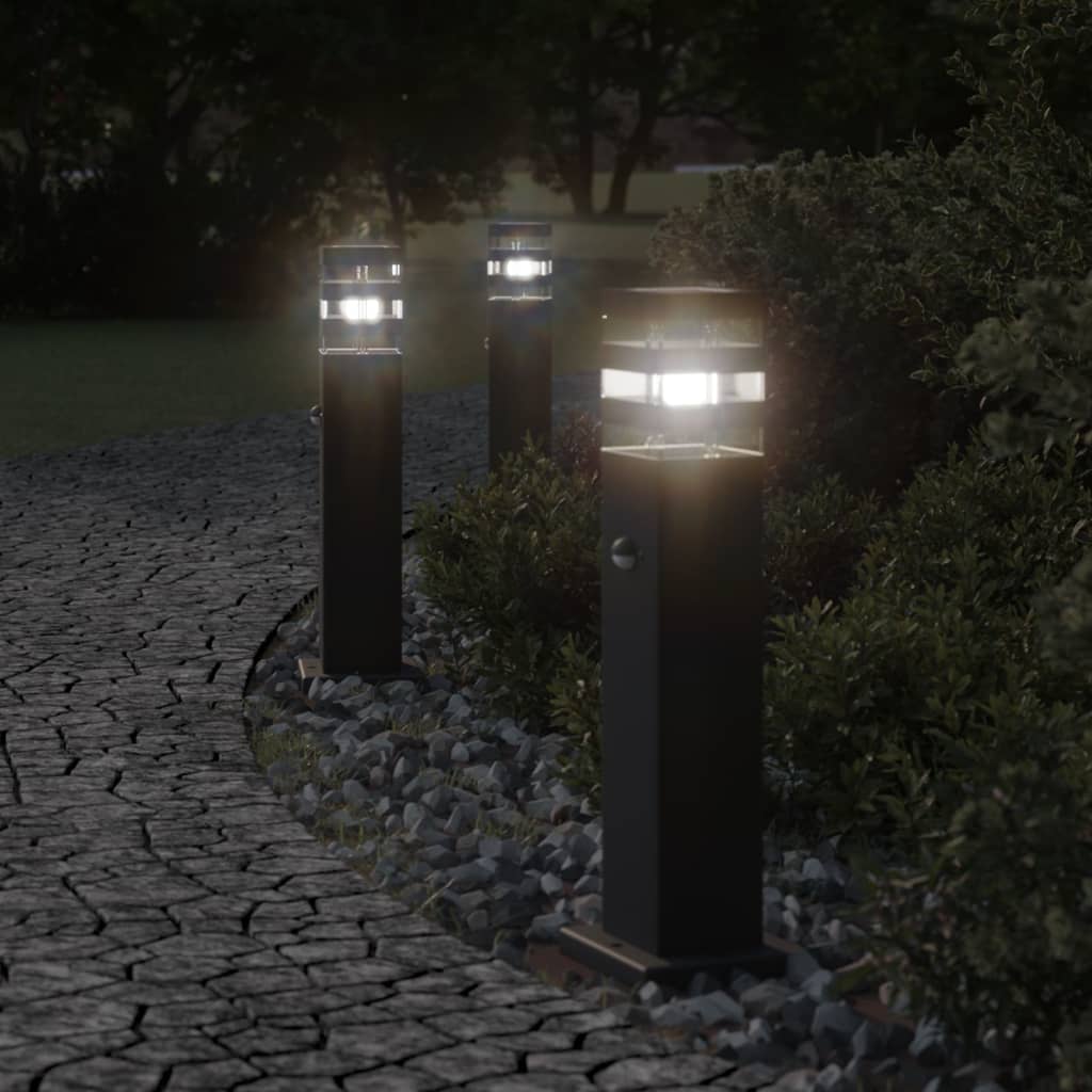 Lampade per pavimenti Vidaxl per l'esterno con sensore da 50 cm in alluminio nero