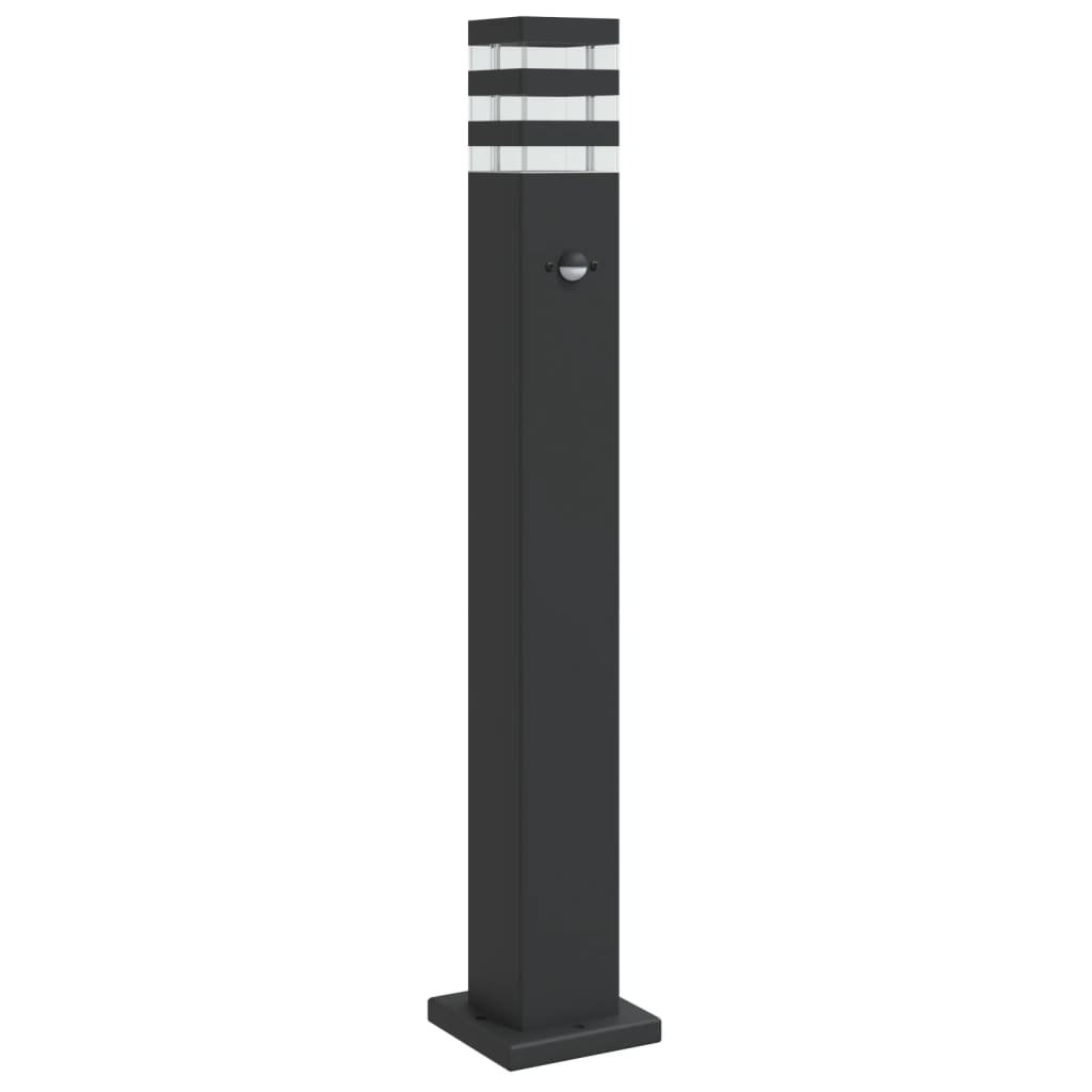Lampada da pavimento Vidaxl per l'esterno con sensore 80 cm in alluminio nero