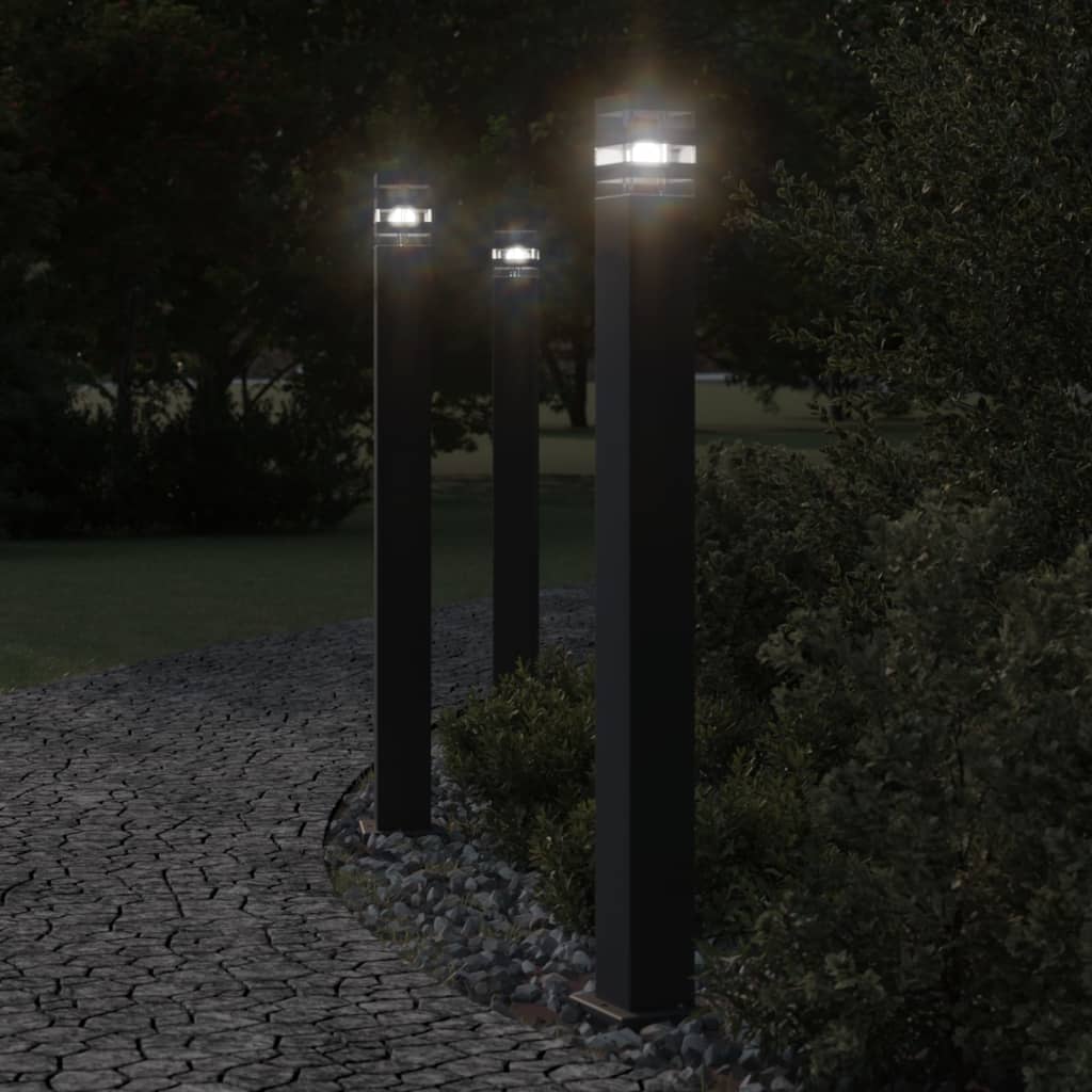 Lampada da pavimento Vidaxl per l'esterno con sensore di 110 cm in alluminio nero