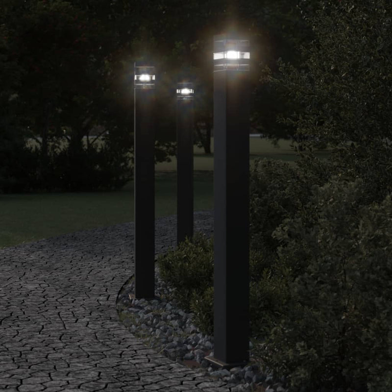 Lámpara de piso Vidaxl para el exterior con un sensor de 110 cm de aluminio negro