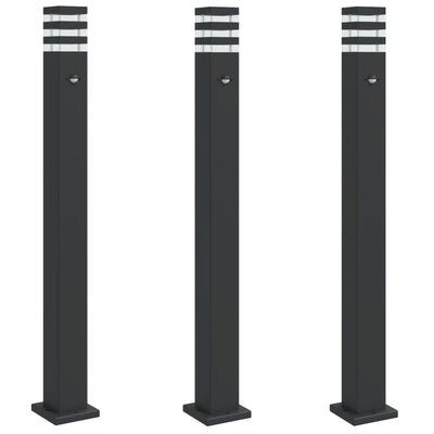 Vidaxl vloerlampen voor buiten 3 st met sensor 110 cm aluminium zwart
