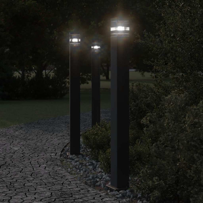 Vidaxl Lampade per pavimenti per esterni 3 ST con sensore in alluminio da 110 cm