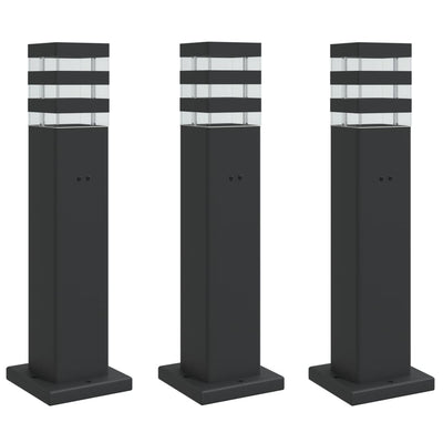 Vidaxl afuera de pisos 3 pts con zócalo de 50 cm de aluminio negro