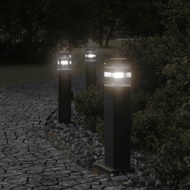 Vidaxl Outside Ploors 3 STS con socket 50 cm in alluminio nero