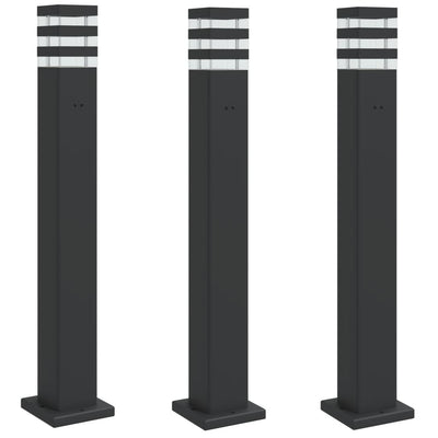 Vidaxl afuera de pisos 3 pts con zócalo de 80 cm de aluminio negro
