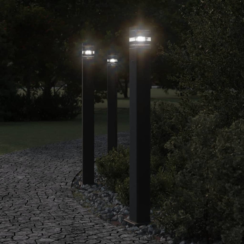 Lampada da pavimento Vidaxl per l'esterno con socket 110 cm in alluminio nero