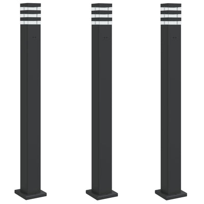 Vidaxl afuera de pisos 3 pts con zócalo de 110 cm de aluminio negro