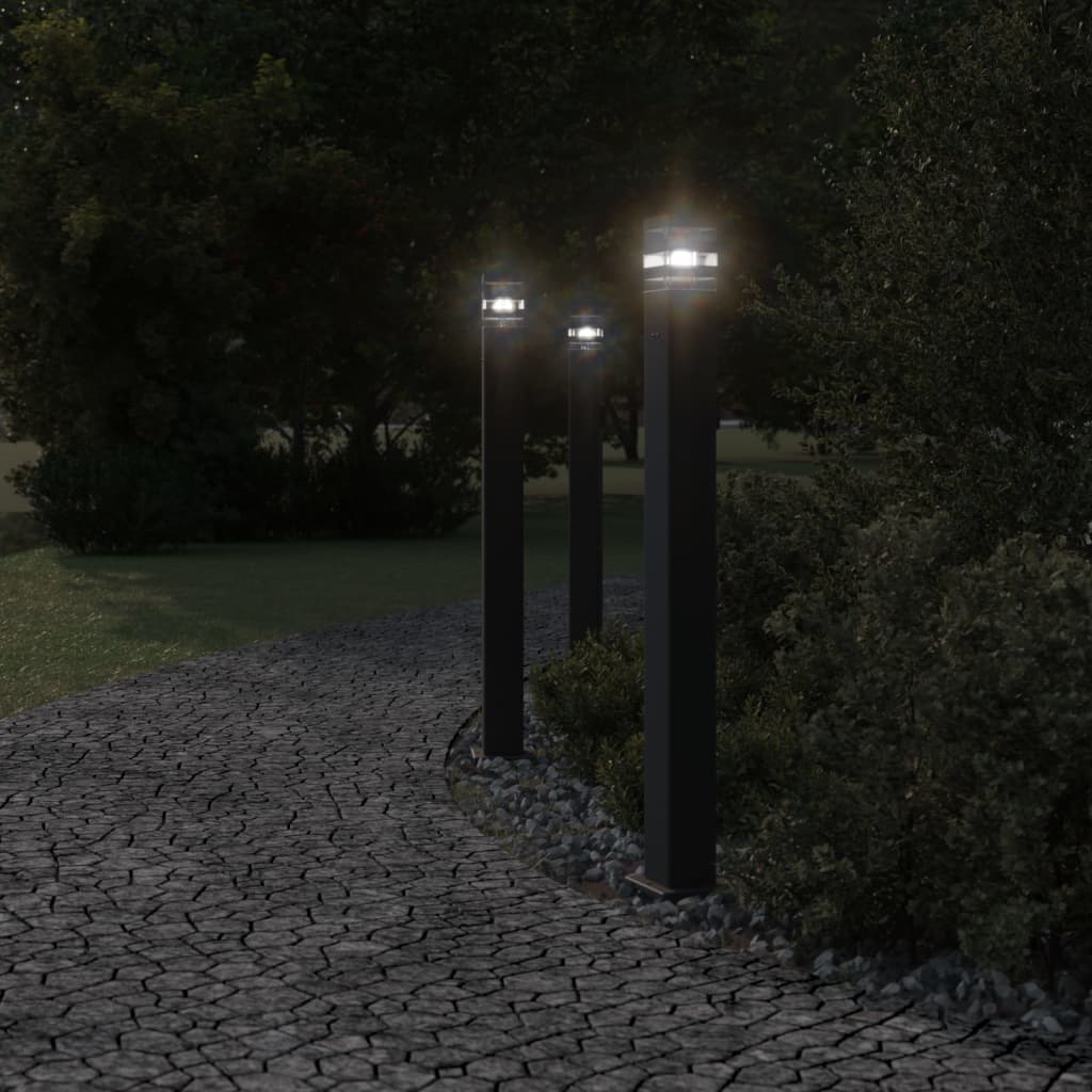 Vidaxl Outside Ploors 3 STS con Socket 110 cm in alluminio nero