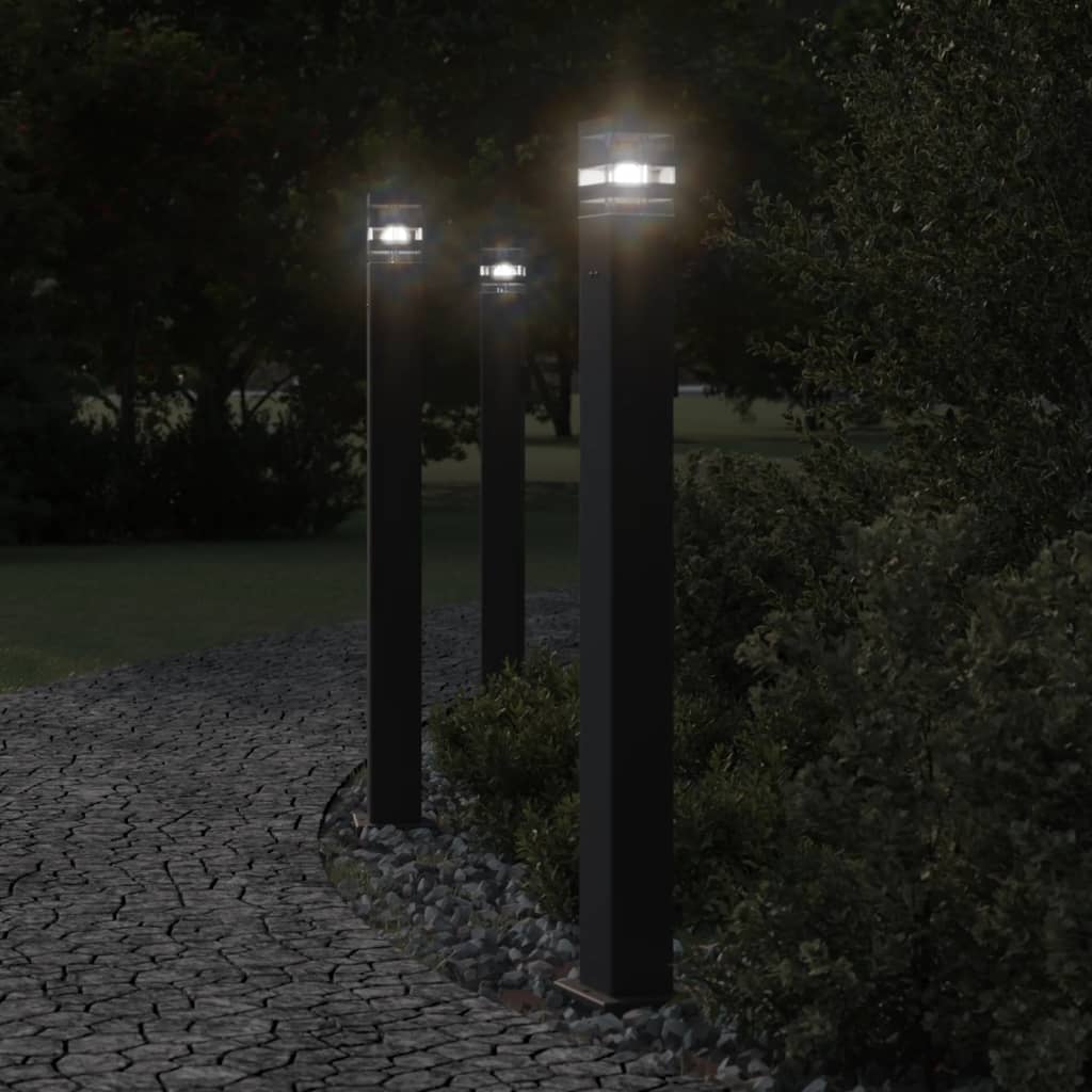 Vidaxl Outside Ploors 3 STS con Socket 110 cm in alluminio nero