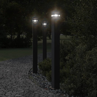 Vidaxl afuera de pisos 3 pts con zócalo de 110 cm de aluminio negro