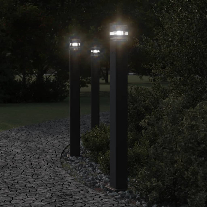 Vidaxl Outside Ploors 3 STS con Socket 110 cm in alluminio nero