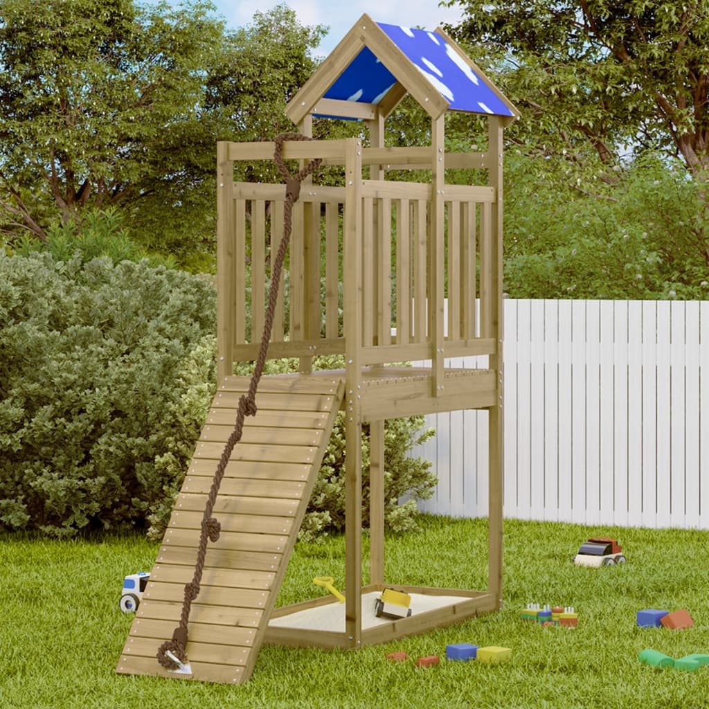 Vidaxl Play Tower 110.5x52.5x215 cm Pine impregnado