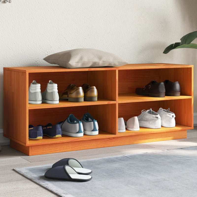 Vidaxl Cabinet per scarpe 110x34x45 cm Pinna solido marrone