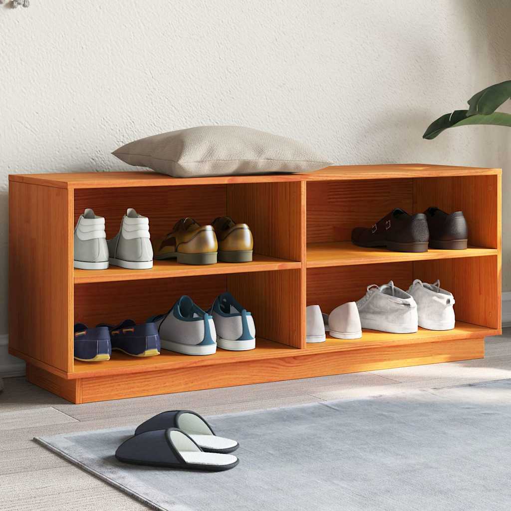 Vidaxl Cabinet per scarpe 110x34x45 cm Pinna solido marrone
