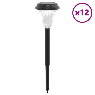 Iluminación de trayectoria de jardín de Vidaxl en 12 st solar con alfileres de tierra blancos