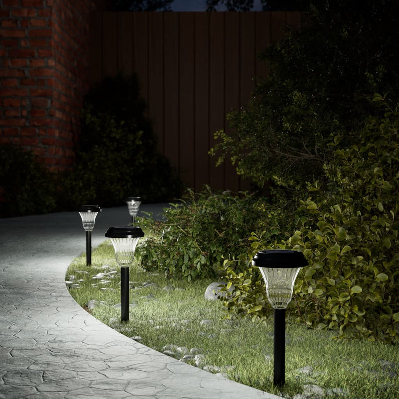 Vidaxl Garden Path Lighting 12 St Solar con perni di terra Bianco