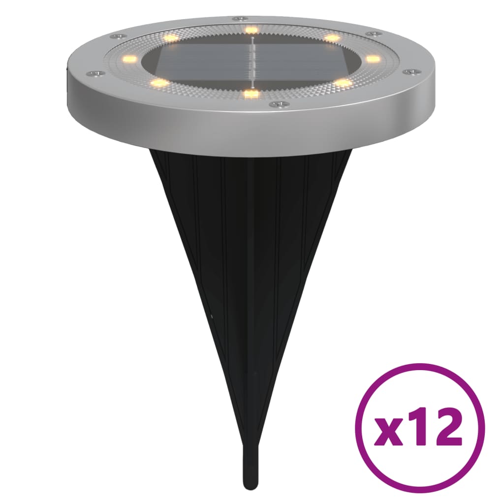 Vidaxl Lampade di terra 12 ST Solar con spille da terra Bianco caldo