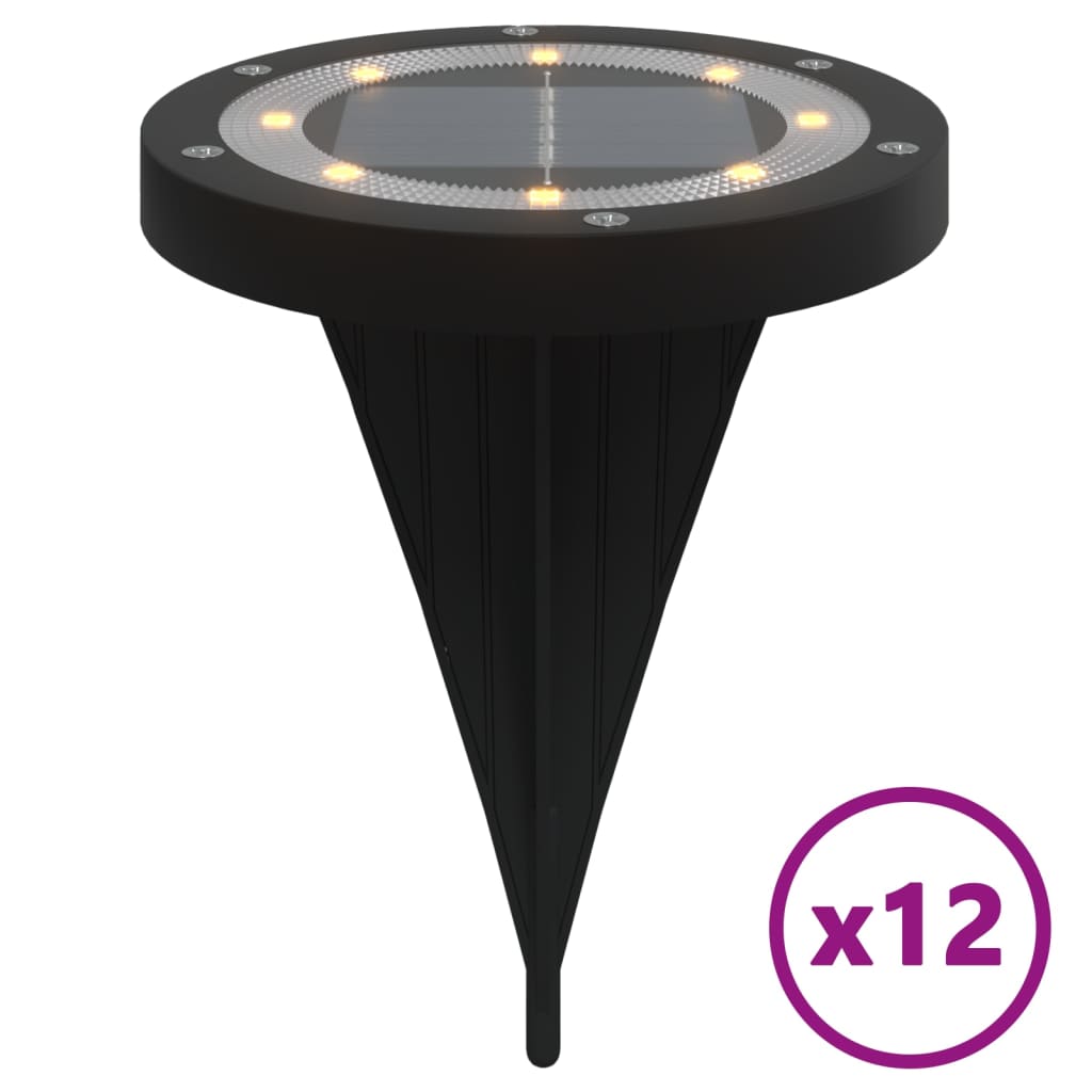 Vidaxl Lampade di terra 12 ST Solar con spille da terra Bianco caldo